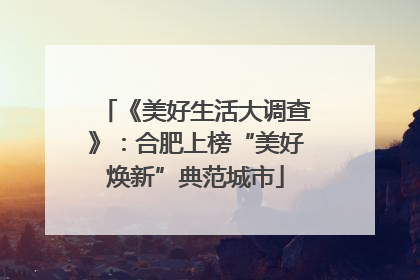 《美好生活大调查》：合肥上榜“美好焕新”典范城市