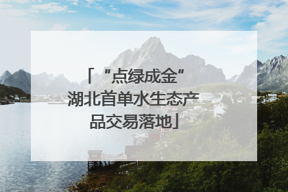 “点绿成金” 湖北首单水生态产品交易落地