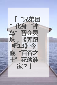 “兄弟团”化身“神鸟”智夺灵珠，《奔跑吧13》今晚“百谷之王”花落谁家？
