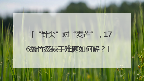 “针尖”对“麦芒”，176袋竹签棘手难题如何解？