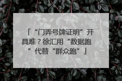 “门弄号牌证明”开具难？徐汇用“数据跑”代替“群众跑”