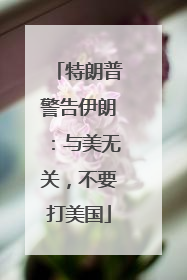 特朗普警告伊朗：与美无关，不要打美国