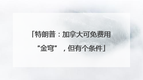 特朗普：加拿大可免费用“金穹”，但有个条件