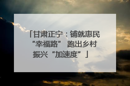 甘肃正宁：铺就惠民“幸福路” 跑出乡村振兴“加速度”