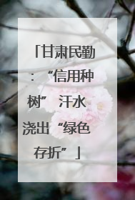 甘肃民勤：“信用种树” 汗水浇出“绿色存折”