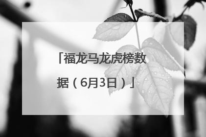 福龙马龙虎榜数据（6月3日）