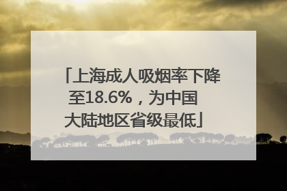 上海成人吸烟率下降至18.6%,为中国大陆地区省级最低
