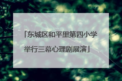 东城区和平里第四小学举行三幕心理剧展演