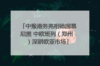中豫港务亮相德国慕尼黑 中欧班列（郑州）深耕欧亚市场