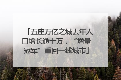 五座万亿之城去年人口增长逾十万，“增量冠军”重回一线城市