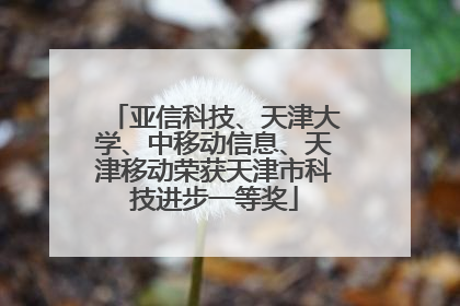 亚信科技、天津大学、中移动信息、天津移动荣获天津市科技进步一等奖