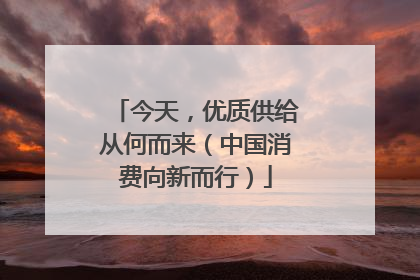 今天，优质供给从何而来（中国消费向新而行）