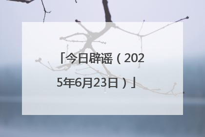 今日辟谣（2025年6月23日）