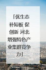 优生态 补短板 促创新 河北增强特色产业集群竞争力