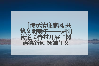 传承清廉家风 共筑文明端午——舞阳街道长春村开展“树道德新风 扬端午文化”主题活动