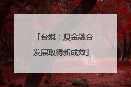 台媒：厦金融合发展取得新成效
