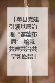 单县党建引领基层治理“谋篇布局” 绘就共建共治共享新图景
