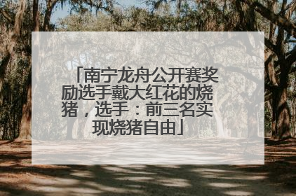 南宁龙舟公开赛奖励选手戴大红花的烧猪，选手：前三名实现烧猪自由