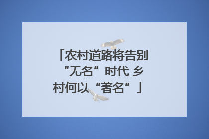 农村道路将告别“无名”时代 乡村何以“著名”