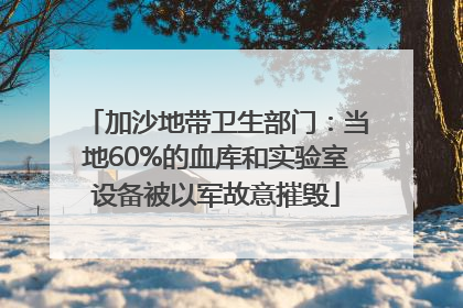 加沙地带卫生部门：当地60%的血库和实验室设备被以军故意摧毁