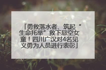 勇救落水者、筑起“生命托举”救下悬空女童！四川广汉对4名见义勇为人员进行表彰