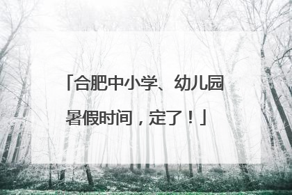 合肥中小学、幼儿园暑假时间，定了！