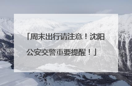 周末出行请注意！沈阳公安交警重要提醒！