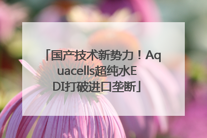 国产技术新势力！Aquacells超纯水EDI打破进口垄断