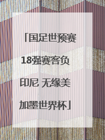 国足世预赛18强赛客负印尼 无缘美加墨世界杯