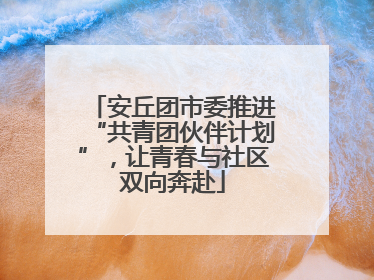 安丘团市委推进“共青团伙伴计划”，让青春与社区双向奔赴