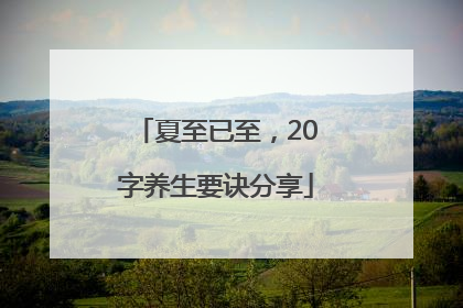 夏至已至，20字养生要诀分享