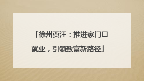 徐州贾汪：推进家门口就业，引领致富新路径
