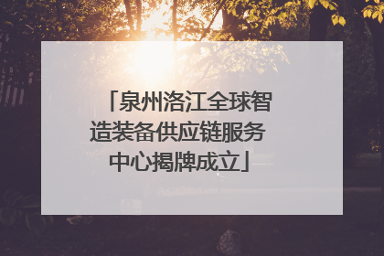 泉州洛江全球智造装备供应链服务中心揭牌成立