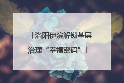 洛阳伊滨解锁基层治理“幸福密码”