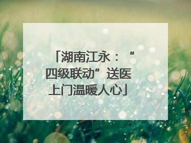湖南江永：“四级联动”送医上门温暖人心
