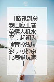 腾讯副总裁回应王者荣耀人机水平：起初为顶替掉线玩家，可秒杀比赛级玩家