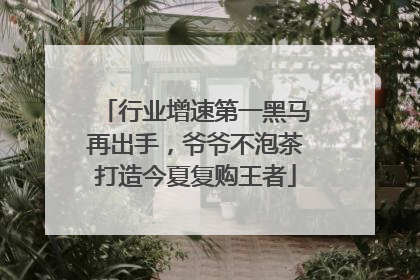行业增速第一黑马再出手，爷爷不泡茶打造今夏复购王者