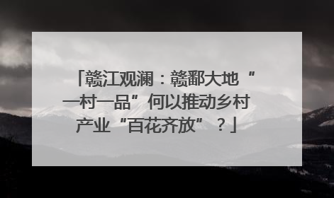 赣江观澜：赣鄱大地“一村一品”何以推动乡村产业“百花齐放”？
