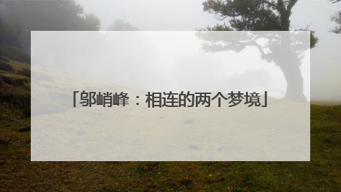 邬峭峰：相连的两个梦境