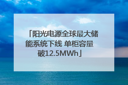 阳光电源全球最大储能系统下线 单柜容量破12.5MWh