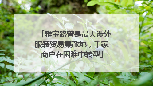 雅宝路曾是最大涉外服装贸易集散地，千家商户在困难中转型