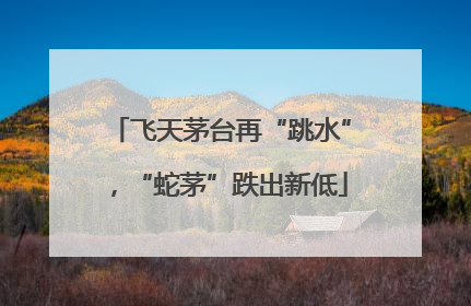飞天茅台再“跳水”，“蛇茅”跌出新低