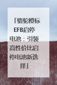 骆驼橙标EFB启停电池：引领高性价比启停电池新选择