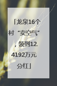 龙泉16个村“卖空气”，领到12.4192万元分红