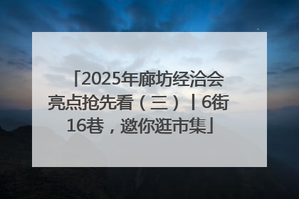 2025年廊坊经洽会亮点抢先看（三）丨6街16巷，邀你逛市集