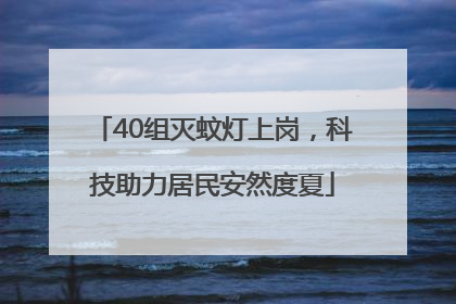 40组灭蚊灯上岗，科技助力居民安然度夏