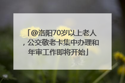 @洛阳70岁以上老人，公交敬老卡集中办理和年审工作即将开始